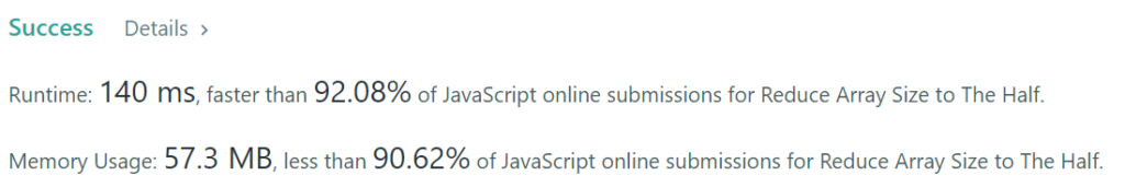 LeetCode #1338 JavaScript Submission Detail
